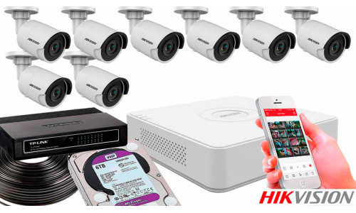 Комплект видеонаблюдения на 8 камер для улицы 8mp IP